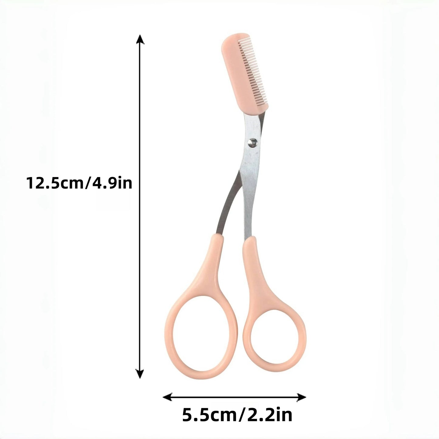 Precision Eyebrow Trimming Scissors with Built-In Comb
