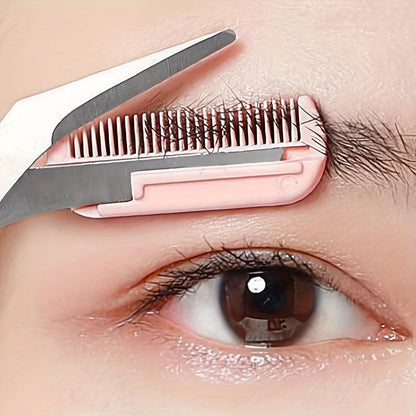 Precision Eyebrow Trimming Scissors with Built-In Comb