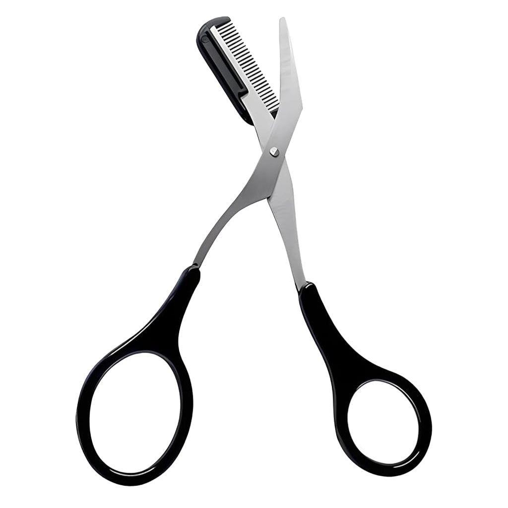 Precision Eyebrow Trimming Scissors with Built-In Comb
